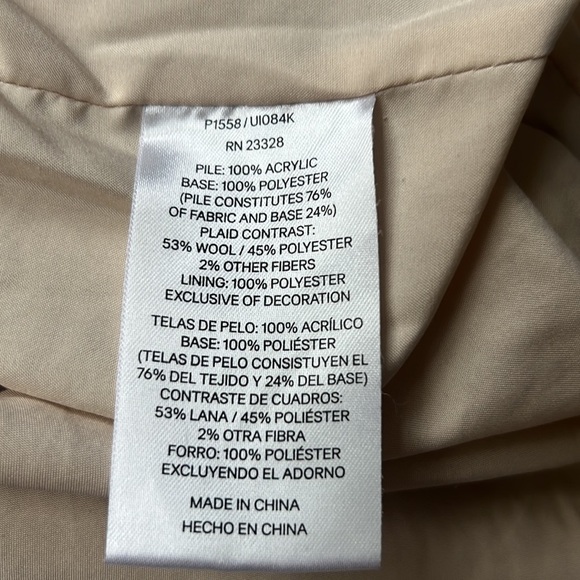 Pendleton Fuzzy Sherpa Plush Zip Jacket Beige Heather/Blue Ombre Plaid Size L - Picture 10 of 10